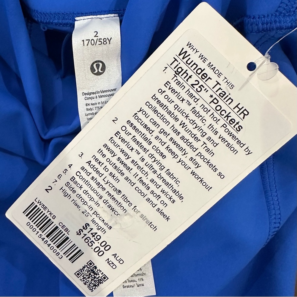 NWT Lululemon Wunder Train High Rise Tight Leggings 25” with Pockets – CEBL Blue - Picture 6 of 6
